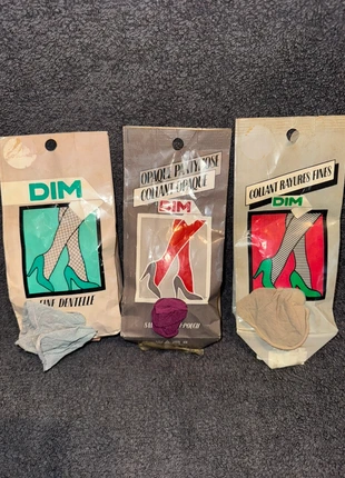 Rare Lot de collants Vintage Dim années 80 collants, brand: DIM, condizioni: Nuovo con cartellino, taglia: S / IT 40 / EU 36, €5.00, €5.95 include la Protezione acquisti