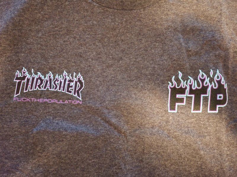 FTP x Thrasher Flame Logo T-Shirt Charocal M - Vinted