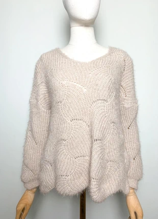 Pull Oversize Mohair Mailles Ajourées Beige T. 38/40 (M/L) - Tout Doux, merk: sans marque, staat: Heel goed, maat: M / 38 / 10, € 24,00, € 25,90 inclusief Kopersbescherming Pro