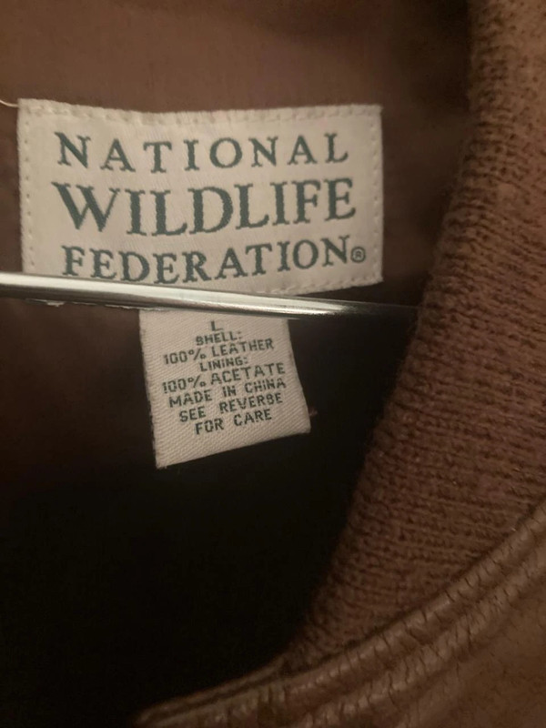 Vintage National Wildlife Federation 100% Leather Shell Jacket 5