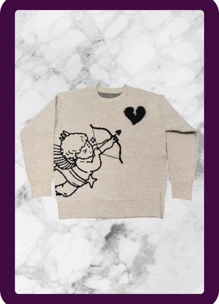 Pull y2k vintage beige avec motif en cupidon M, brand: y2k, condizioni: Nuovo senza cartellino, taglia: M, €30.00, €32.20 include la Protezione acquisti