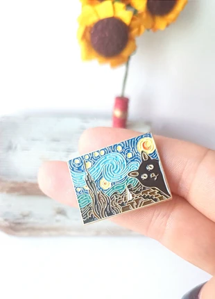 Pin "La Nuit Etoilee avec chat Noir" 🌌, marca: Catnoir, estado: Muy bueno, 1,50 €, 2,28 € Protección al comprador incluida