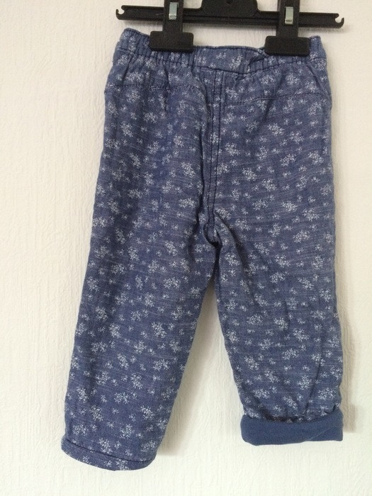 Pantalon bleu jean impression fleurs 9 - 12 mois (74 - 80cm) marque George 2