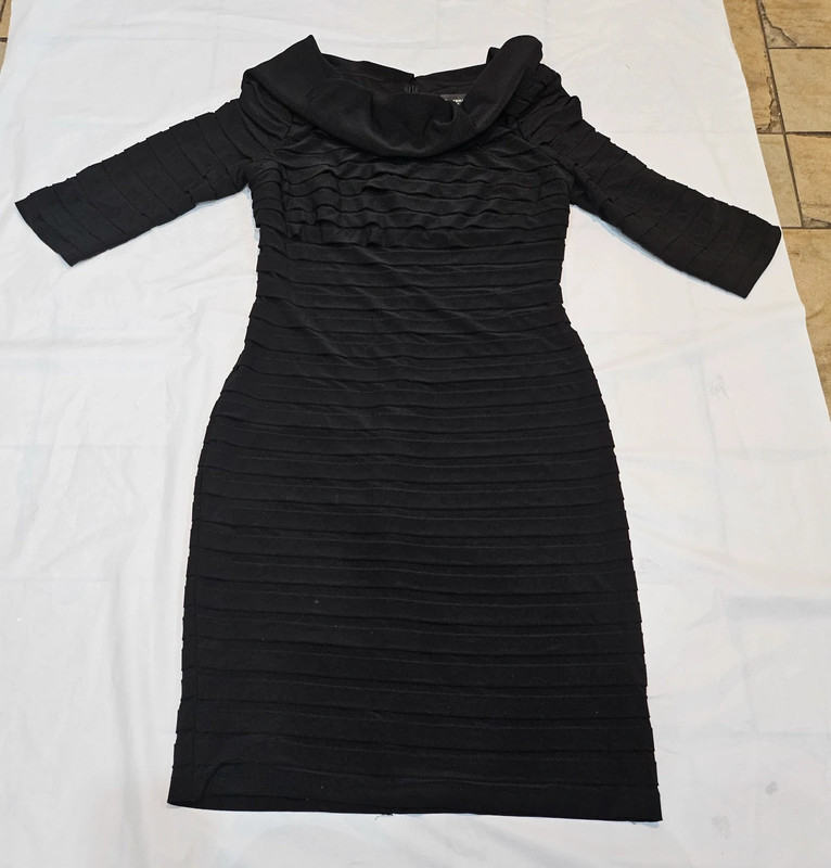 Adrianna Papell Dress Women 10 Black Evening  Tiered Ruffle 1