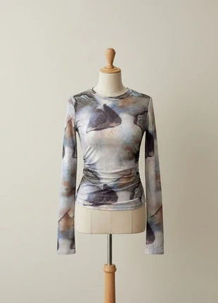 Manches Longues Slim Imprimé Abstrait Tons Neutres - Style Décontracté & Contemporain, brand: Vintage Dressing, condition: Very good, size: S / 36 / 8, €25.00, €26.95 includes Buyer Protection