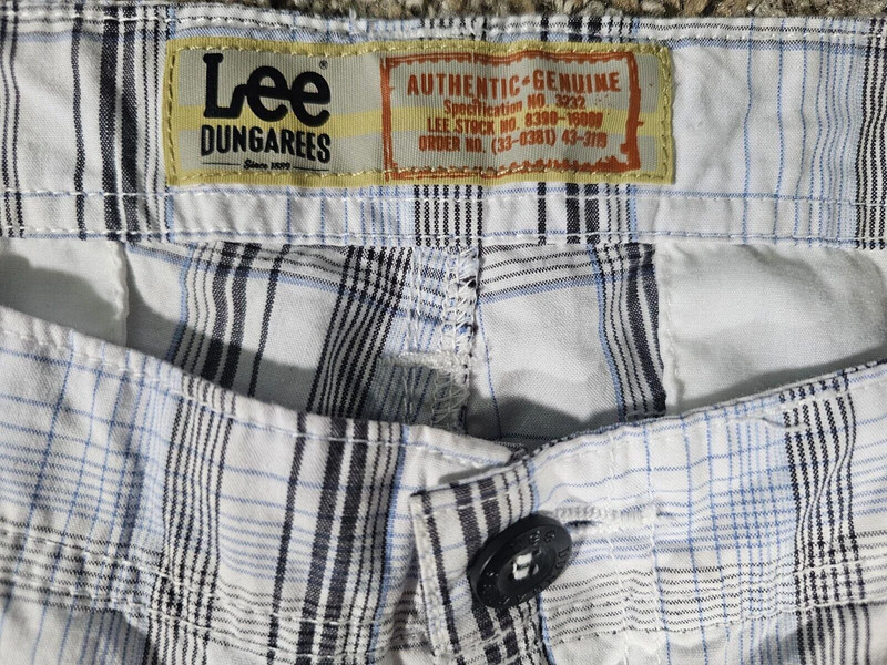 Lee Dungarees Cargo Shorts White Plaid Size 34 2