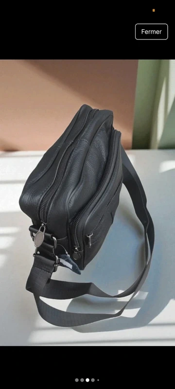 Sacoche cuir véritable noir mixte homme femme - photo numéro 5