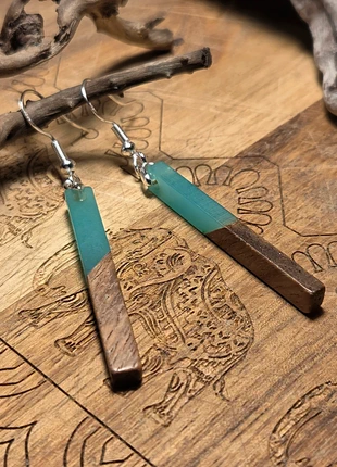 926 Silver, Walnut Wood & Aqua Resin Earrings 😍, brand: Really Dead Jewellery 💀, condition: New without tags, £5.49, £6.46 includes Buyer Protection