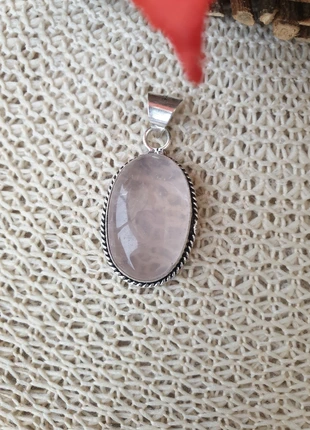 Zilver hanger met natuursteen Roze Kwarts, marca: Silver, estado: Novo sem etiquetas, €12.00, €13.30 inclui Proteção do Comprador