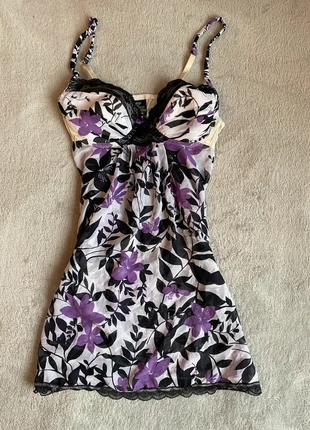 White, purple and black lace y2k floral print babydoll bustier cami, brand: Apt. 9, condition: Very good, size: S / UK 8-10, £22.00, £23.80 includes Buyer Protection