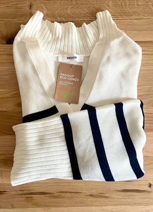 Pull marinière PROMOD éco-conçu écru rayé bleu marine T.M, marca: Promod, estado: Novo com etiquetas, tamanho: M / 38 / 10, €29.99, €32.19 inclui Proteção do Comprador