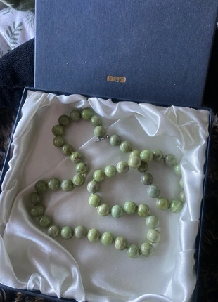 Shipton & Co fine jewellery Nephrite green jade bead necklace silver mounts, brand: Shipton &Co, condition: Very good, £18.00, £19.60 includes Buyer Protection