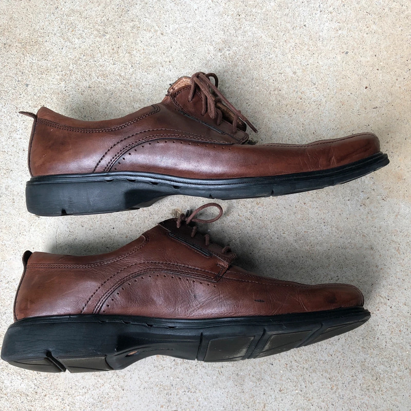 Clarks Unstructured Brown Mahogany Leather Oxford Shoes, Size 13 4