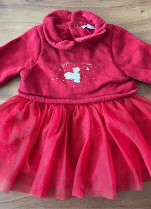 Robe de Noël rouge en tulle, brand: Vertbaudet, condizioni: Ottime, taglia: 3-6 mesi / 62 cm, €3.00, €3.85 include la Protezione acquisti