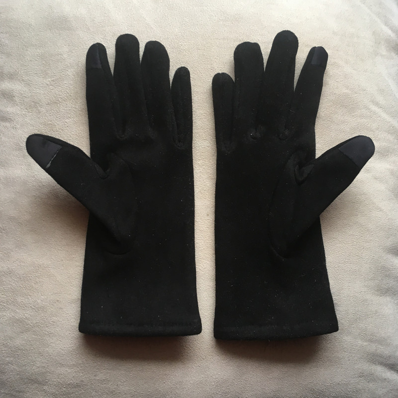 Paire de gants noir & pompons (TU) pour écran tactile. 3