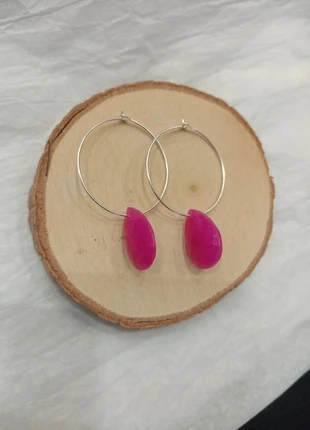 Aros de plata 925 con ágata fucsia, marque: Månen Jewelry, état: Neuf sans étiquette, 25,00 €, 26,95 € Protection acheteurs incluse