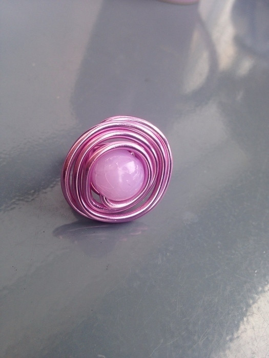 Jolie bague spirale avec perle réglable 2