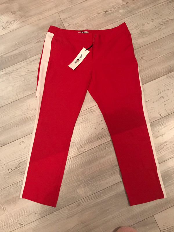 Pantalon rouge bande blanche Morgan neuf  1