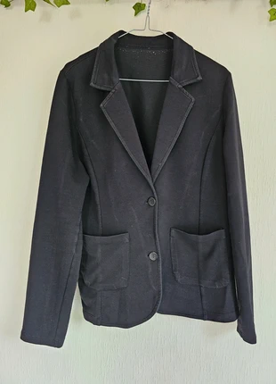 Chic Black Jersey Blazer Comfy Tailored Fit, staat: Heel goed, maat: L / 40 / 12, € 5,00, € 5,95 inclusief Kopersbescherming