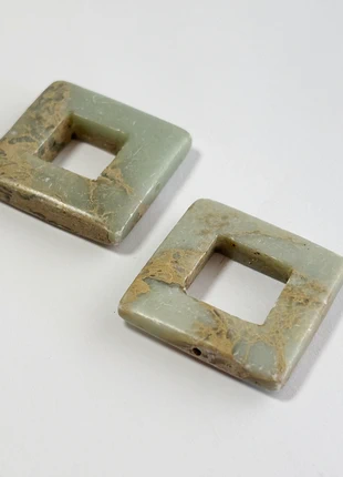Lot de 2 perles en Jaspe Aqua Terra – Carrés troués 25 mm (Lot N° 2), brand: Bijoux Mayabel, condition: New without tags, €5.50, €6.48 includes Buyer Protection