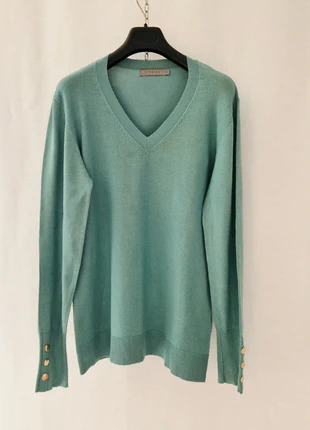 Maglione pulloover donna caldo a V verde acqua Jiveley 46, merk: Jiveley, staat: Heel goed, maat: L / 40 / 12, € 12,00, € 13,30 inclusief Kopersbescherming