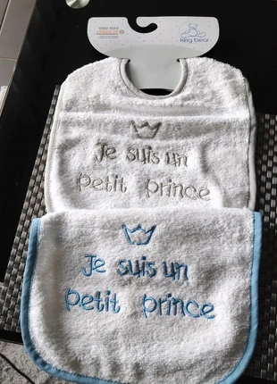 Lot de 2 Bavoirs je suis un petit prince, marque: Okeo-tex, état: Très bon état, 6,00 €, 7,00 € Protection acheteurs (Pro) incluse