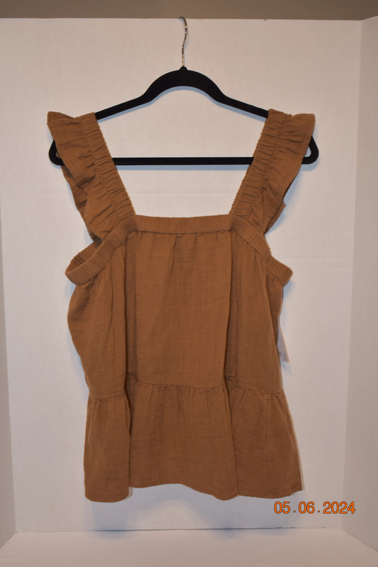 SO Tiered Ruffle Tank Brown Size XL 1