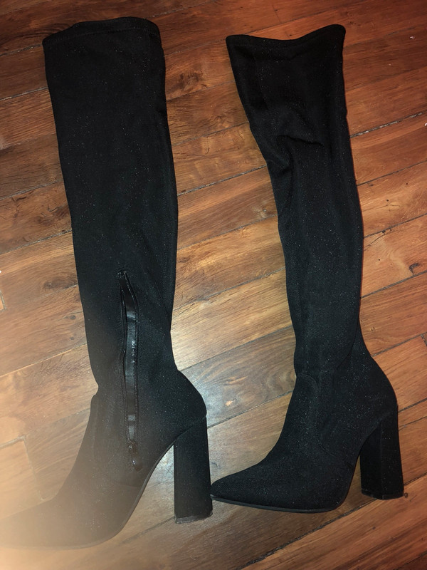 Cuissarde noir brillante a talon