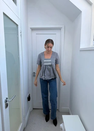 Grey linen blouse, brand: Le Mont Saint Michel, condition: New without tags, size: M / 38 / 10, €10.00, €11.20 includes Buyer Protection