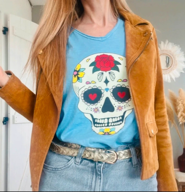 Tee-shirt skull mexicain taille unique - photo numéro 2