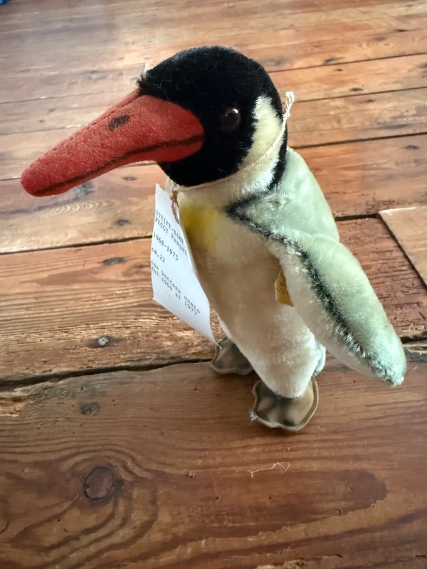 Peluche très ancienne rigide debout 22cm Steiff Manchot Peggy Penguin Pingouin Antarctique Papou