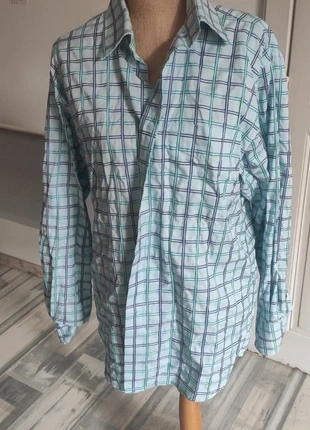 Light Blue Checkered Shirt – Allen Solly Modern Chic, merk: Allen Solly, staat: Heel goed, maat: XL, € 5,00, € 5,95 inclusief Kopersbescherming