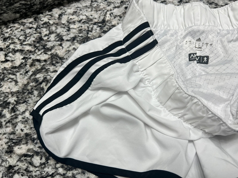 White and black Adidas running shorts size L 2