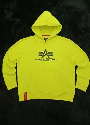 Hoodie Alpha Industries jaune fluo logo noir XL, merk: Alpha Industries, staat: Heel goed, maat: XL, € 39,99, € 42,69 inclusief Kopersbescherming