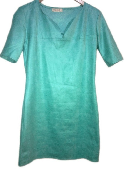 Robe similicuir craquelé turquoise 1
