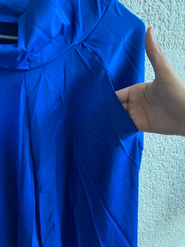 Jupe longue ample taille haute bleu T S - photo numéro 7