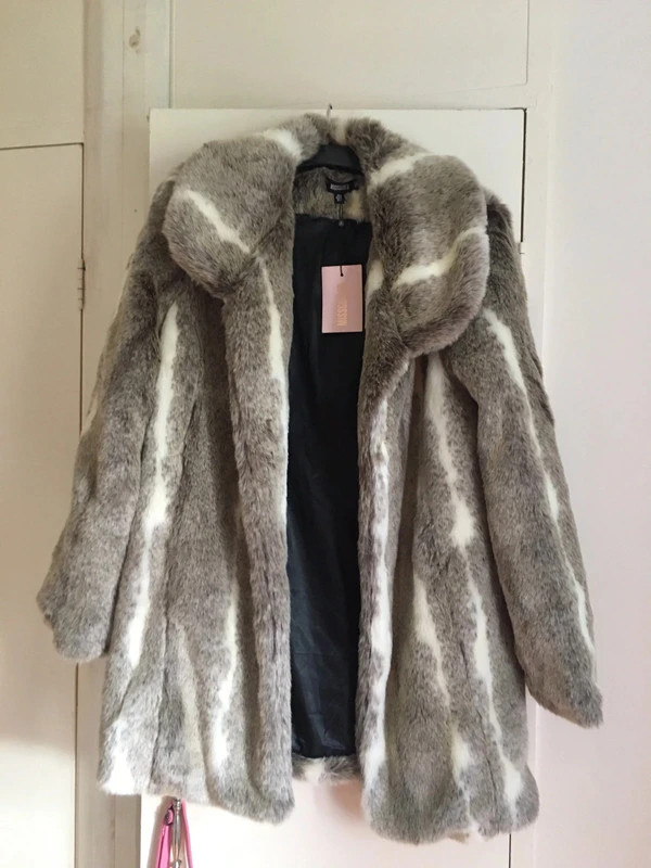 Missguided premium faux fur nude coat Chincilla - Vinted