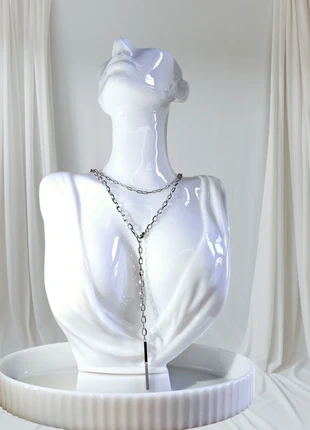 Collier 2 rangs chaînette en acier argenté, neuf, merk: Chaliaccessoires, staat: Nieuw zonder prijskaartje, € 14,00, € 15,40 inclusief Kopersbescherming Pro