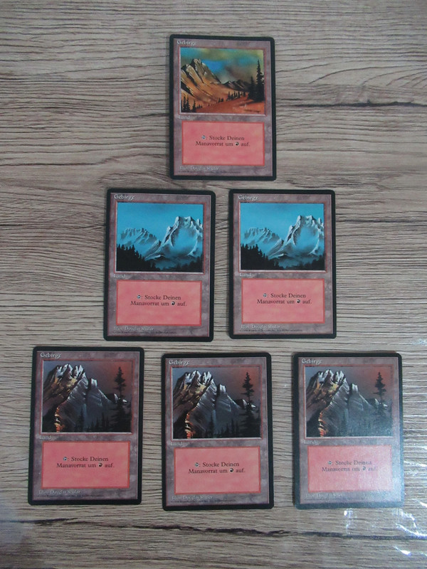 lot de 6 cartes Magic The Gathering MTG - montagnes / mountains / gebirge - édition FBB allemande 1