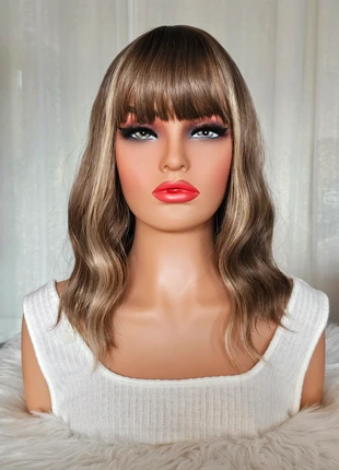 Perruque mèché châtain blonde ondulée mi longue à frange, brand: perruque, condition: New without tags, €18.00, €19.60 includes Buyer Protection