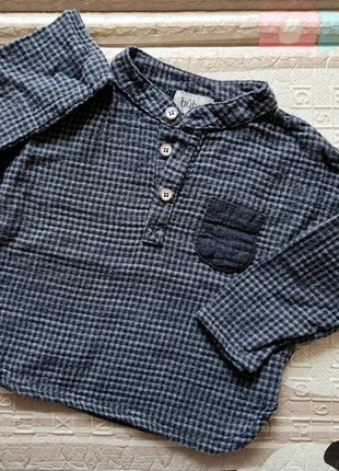 Camicia in puro cotone a quadretti grigi e neri Buho, merk: Búho, staat: Heel goed, maat: 3-6 maanden / 62 cm, € 12,00, € 13,30 inclusief Kopersbescherming