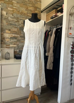 Affinités Armand Thiery - Élégante robe bohème romantique texturée blanc cassé - chic et glamour, merk: Armand Thiery, staat: Heel goed, maat: L / 40 / 12, € 8,00, € 9,10 inclusief Kopersbescherming