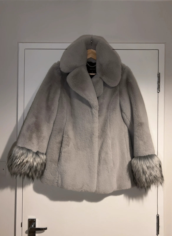 Karen millen sale grey fur coat