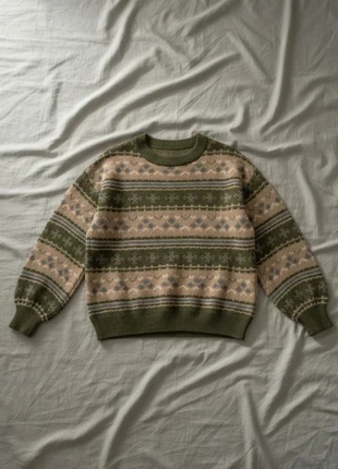 Pull Vert Motifs Jacquard Vintage Rétro Années 90, marca: Vintage Dressing, estado: Muito bom, tamanho: M / 38 / 10, €46.99, €50.04 inclui Proteção do Comprador