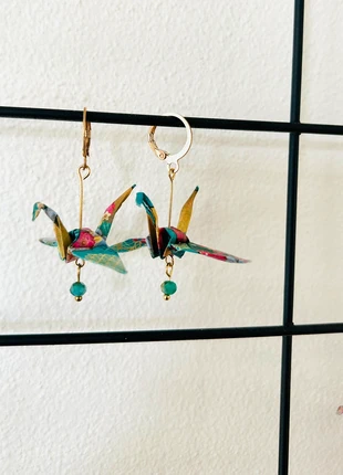 Origami Crane earrings with glass beads (Kraanvogel), brand: OrigamiStyle, condizioni: Nuovo senza cartellino, €8.50, €9.63 include la Protezione acquisti Pro