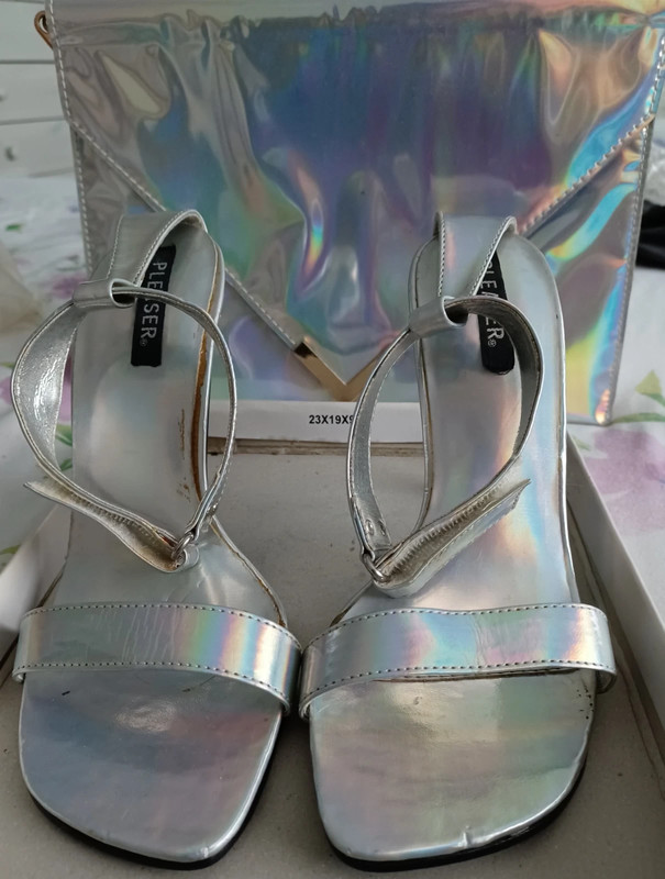 Silver sale holographic heels