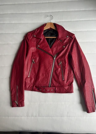 Zara – Perfecto rouge en simili cuir, taille S, marca: Zara, estado: Muy bueno, tamaño: S / 36 / 8, 45,00 €, 47,95 € Protección al comprador incluida