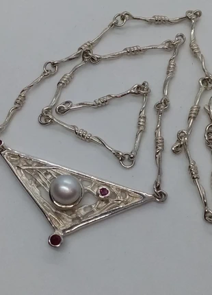 Beautiful 925 silver, ruby and pearl ooak necklace, brand: studio artisan sterling silver, condition: Very good, £55.00, £58.45 includes Buyer Protection