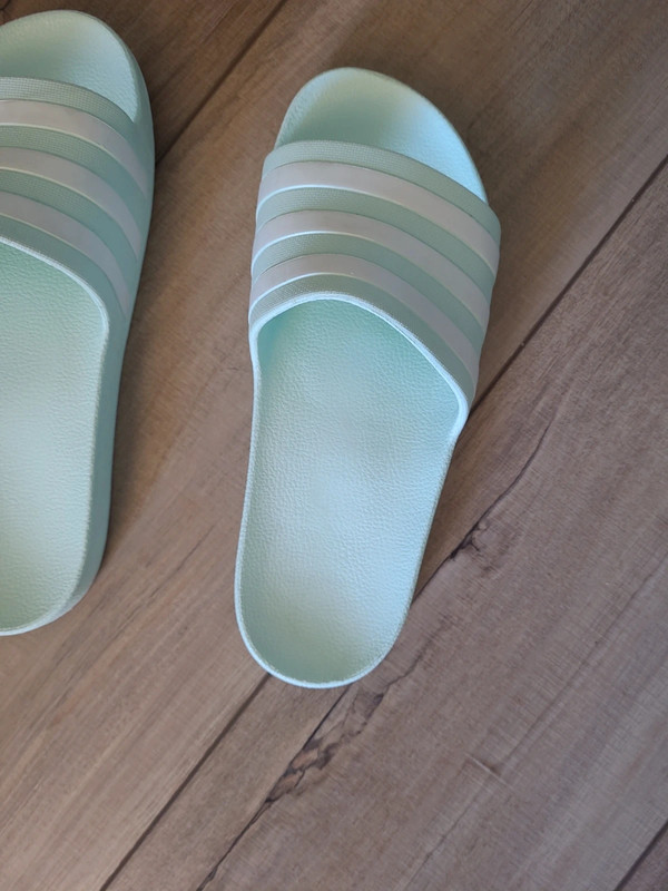 Turquoise adidas Stripe slides 3