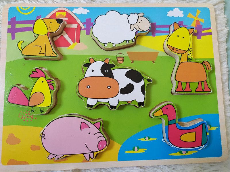 Puzzle les animaux de la ferme en bois